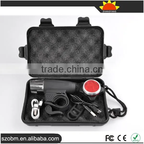 USB Rechargeable Front and Tail Light 200 Lumens 4 Mode Bicycle Light Kit photo-4