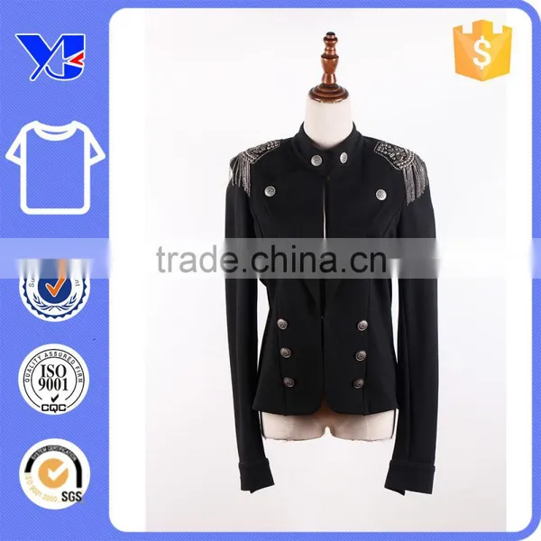 Factory Customized Slivery Mental Trims Decorations Handsome British Style Coat