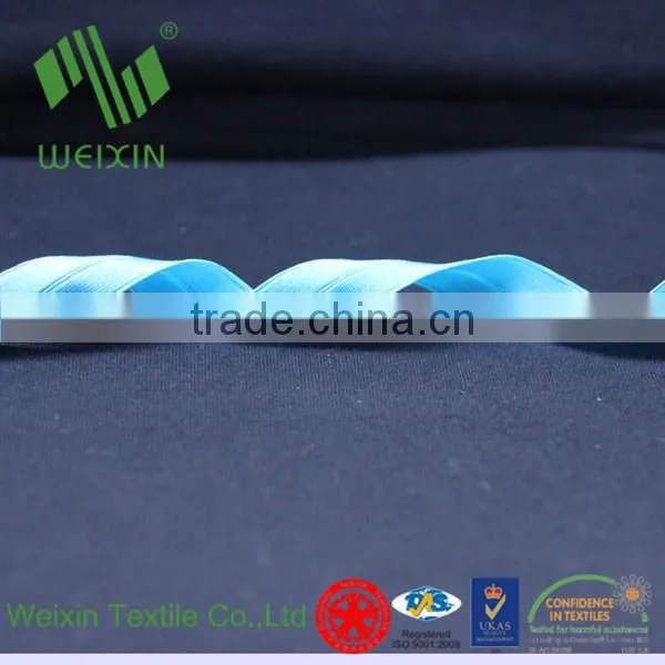 Blue Spandex Nylon Woven Plush Shiny Fold Over Elastic for Lingerie FOE photo-4