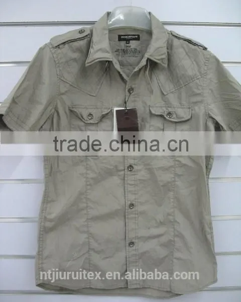 100% Cotton Poplin Men's Crinkle Shirts , Summer Short Sleeve Shirts photo-3