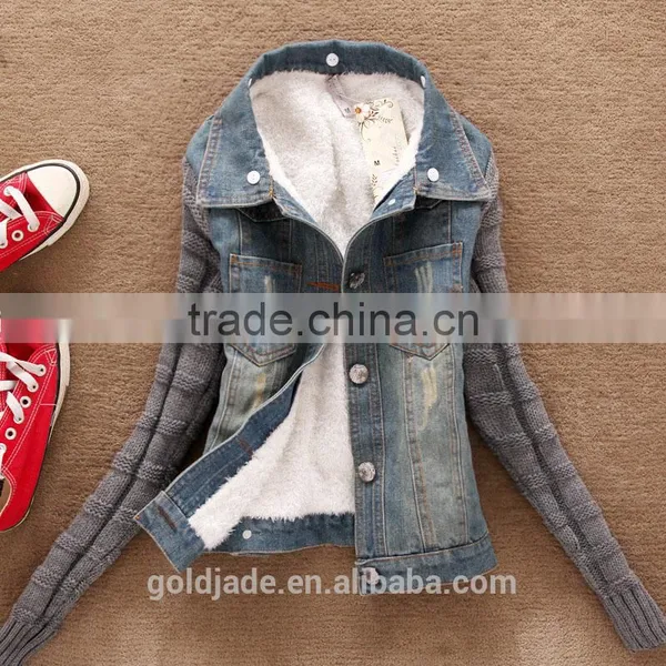 2016 Women Winter Removable Denim Parka Coat Wholesale Denim Jacket With Raccoon Fur Collar photo-3