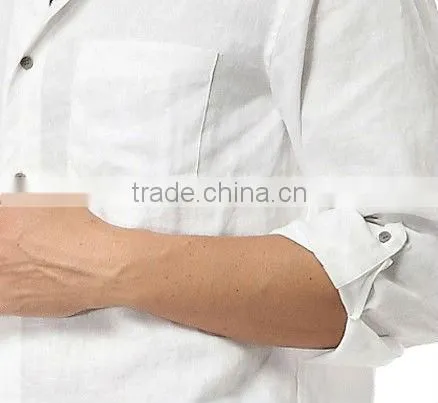 Long Sleeve Casual Linen Shirts White Men Shirt photo-5
