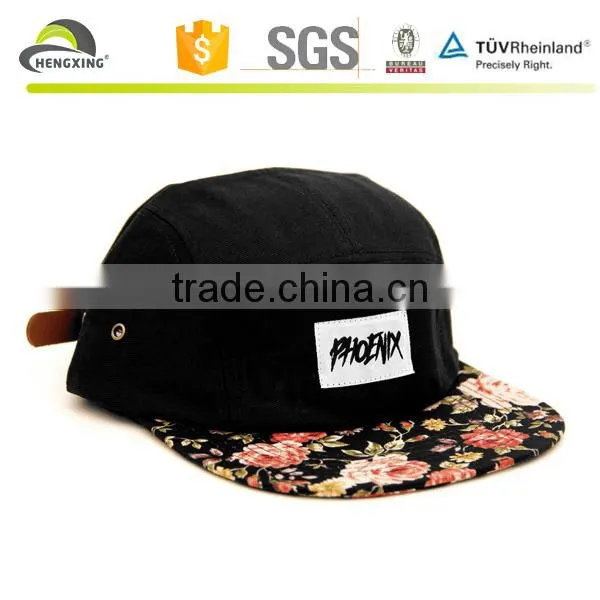 Patch Hats Woven Label Leather Label Camp Cap Snapback Panel 5 Flower photo-5