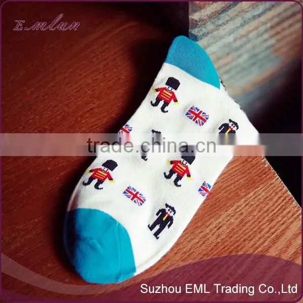 Wholesale Fashion Soldier Cartoon Printed Boy White Socks
