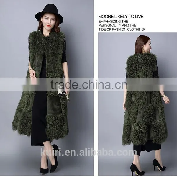 Real Natural Genuine Rabbit Fur With Lamb Fur Vest Women WinterMongolia Sheep FuMongolia Sheep Fur Coat photo-6