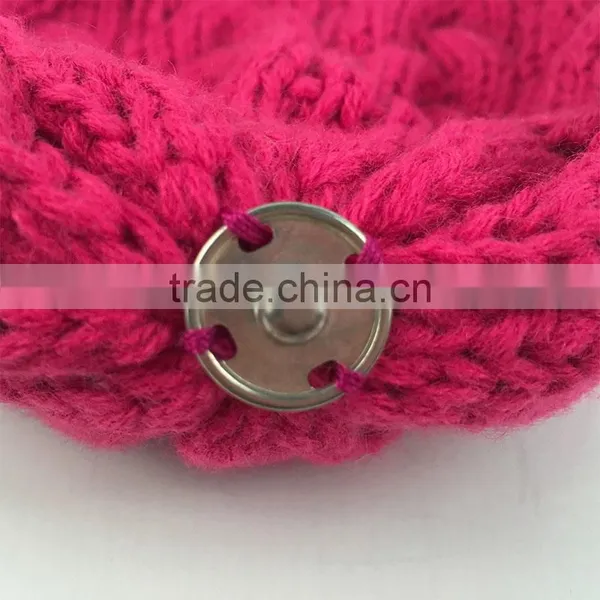 Myfur Hot Pink Knitting Hat With Real Genuine Raccoon Fur Bobble photo-5