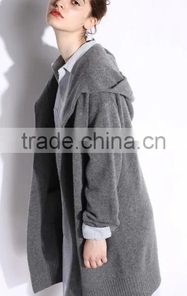 Women's Fashion Grey Thick Long Hoodie Cardigan Sweater With High Quality photo-4