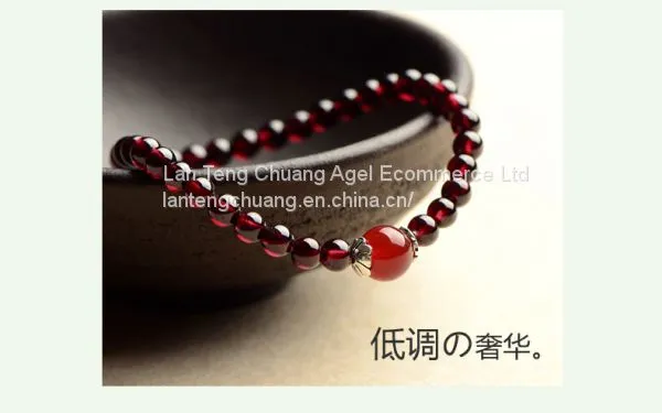 Garnet Back Chain Silver Ornament Pure Silver 925 Ornament Ancient Wind Hand String Natural Crystal Wine Red 5mm photo-4