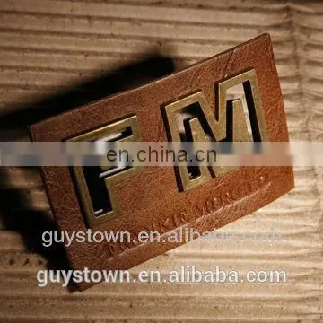 Custom Private Brand Jeans Genuine Leather Patch With Metal Logo photo-4