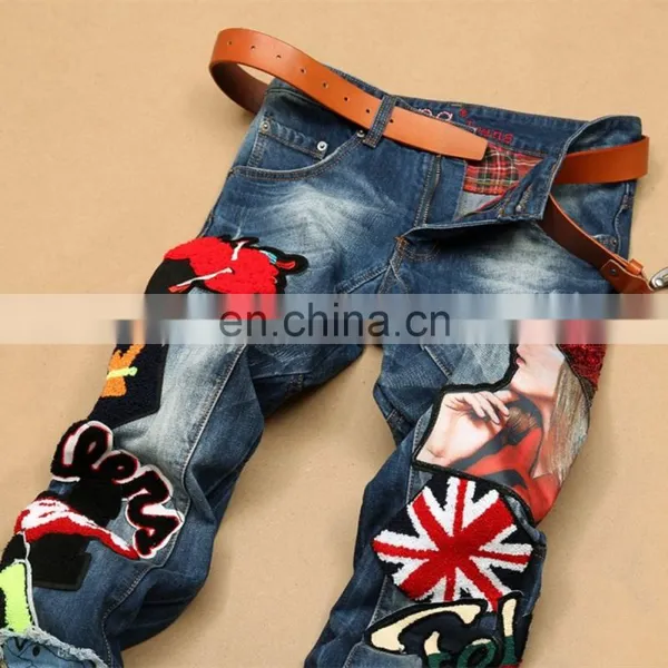 DiZNEW Trendy Cloth 2020 New Popular Embroidery Skinny Heavy Washed Men Denim Jeans photo-4