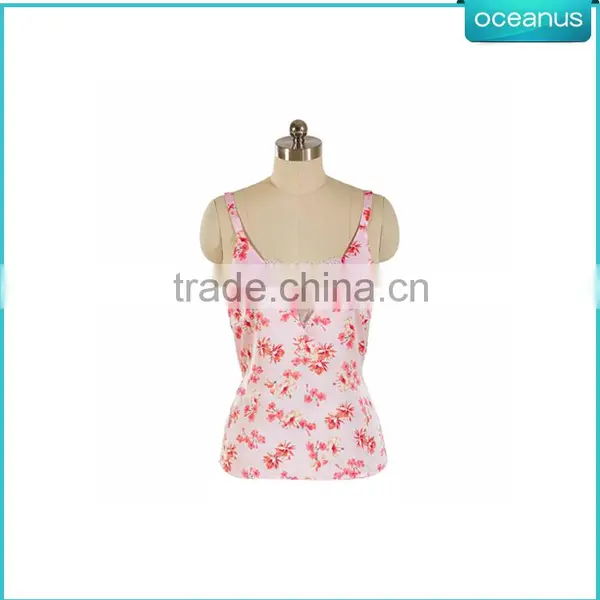 100% Poly Woven Ladies Print Camisole With Lace photo-3