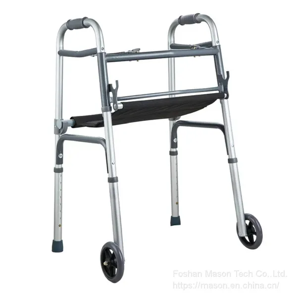 Rollator Walker Folding Adult Dual Button Folding Walker With 5′ ′ Wheels and Cloth