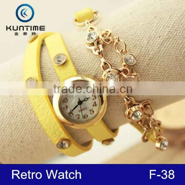2015 Leather Strap Vintage Bracelet Lady Watch Relojes With Pendant photo-5