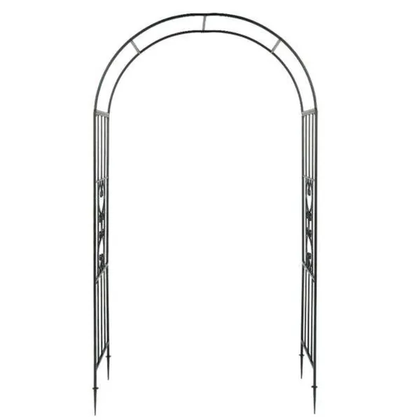 Wrought Iron Garden Fence With Integrated Arch and Trellis photo-3