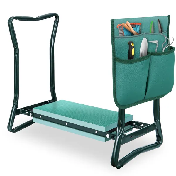 Lightweight Folding Steel Frame Soft EVA Foam Cushion Portable Dual Use Kneeler Stool With Side Bag Garden Kneeler and Seat photo-3