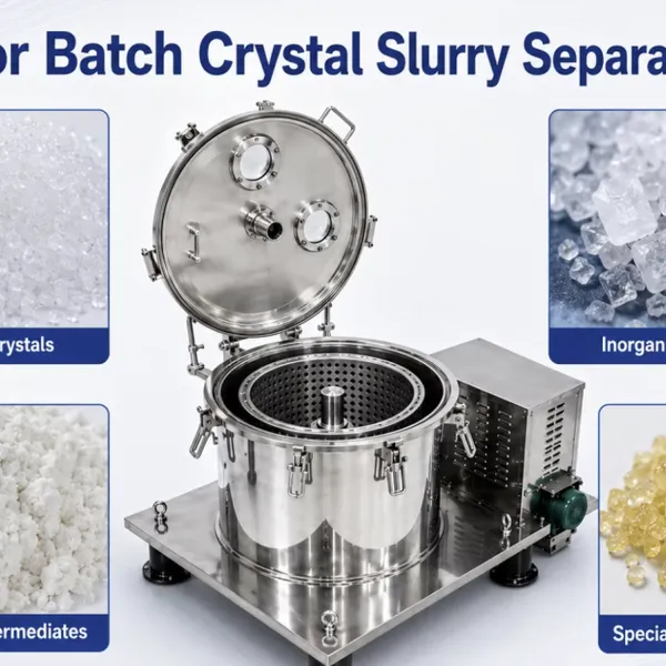 Flatbed Basket Centrifuge, 304SS, Touch Screen PLC, 1.5kW, for Fine Crystal Separation photo-5