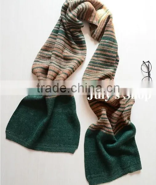 New Arrvial Winter Fashion Woman Long Striped Wool Knitted Scarf photo-4