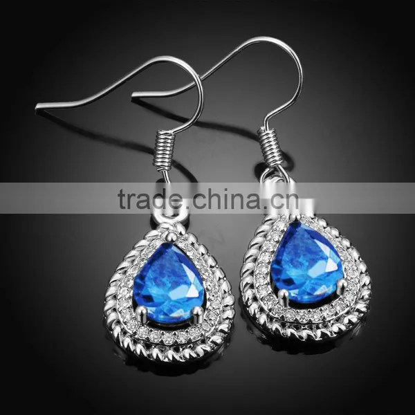New Fashion Indian Designer Round Shape Diamond Drop Earrings With Blue Stone photo-5