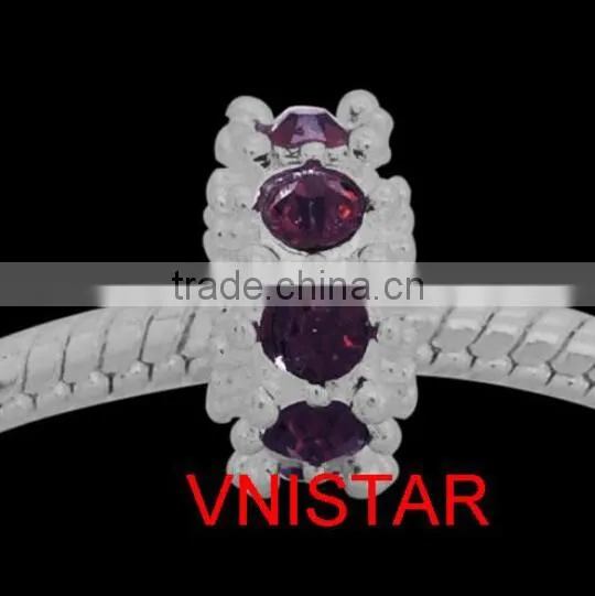 Vnistar Silver Plated Beads With 8 Pieces Stone Beads in Different Colors Size in 6*11mm PBD850 for Bracelet photo-3