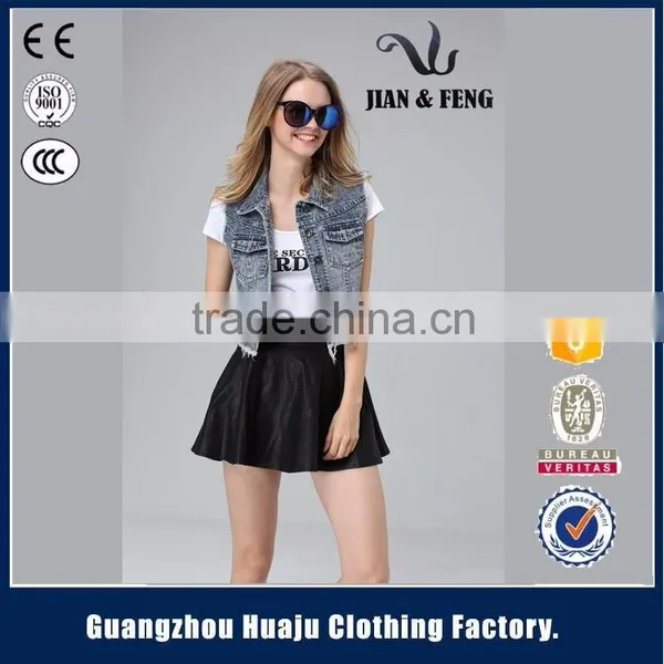 2016 New Style Female Sleeveless Denim Vest for Sale photo-3