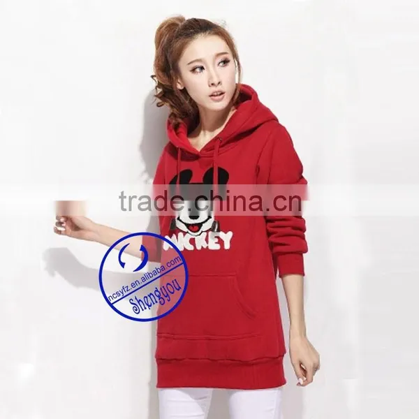 Custom Wholesale Women Extra Long Fleece Hoodies With Embroidered photo-4