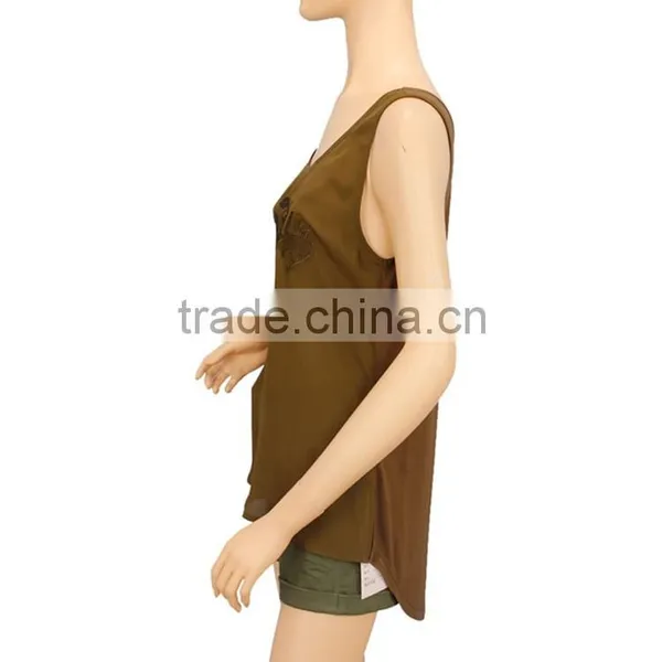 2016 S/S Latest Women Tops Stylish Army Green Tank Top photo-4