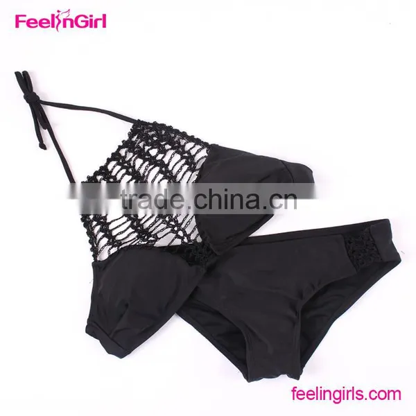 Black Ladies Crochet Bralette Bikini Top photo-3