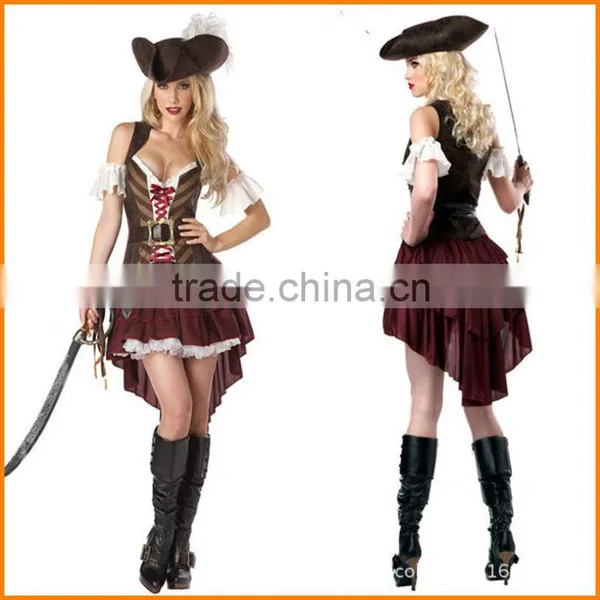 Pirates of the Caribbean Clothing, Women's Clothing, Women's Clothing, Adult Pirate Costume COS Game Blue Halloween Costume