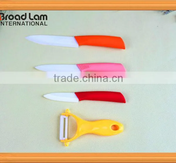 Most Attractive Colorful Handle Ceramic Kitchen Knife Set With Peeler White Blade in Knife Stand photo-2