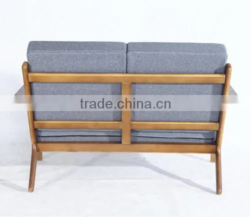 Solid Varnished Wooden Chair Hans Wegner 2 Seat Plank Sofa photo-4