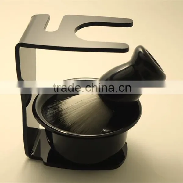 Cheap Beard Brush Wholesale Black Synthetic Shaving Brush Set photo-4