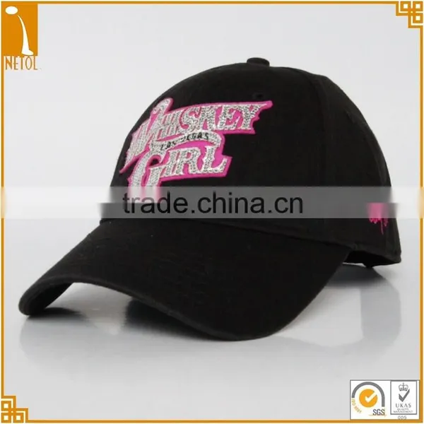 6 Panel Sports Style Women Sequin Custom Baseball Caps
