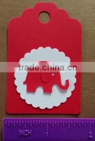 Red & White Paper Hang Tags Baby Shower Party Favor Label Gift Elephant DIY photo-2