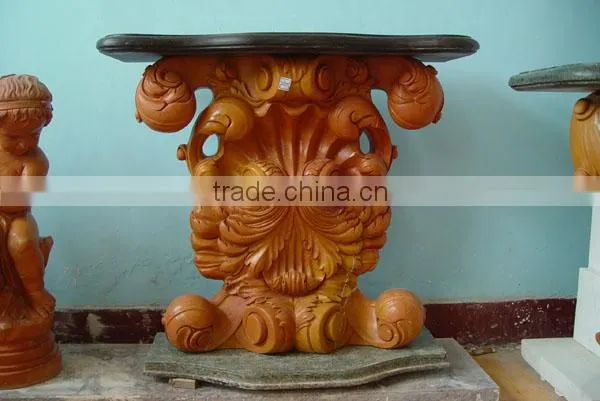 Modern Style Glass Top Hand Carved Marble Base Dining Table photo-5