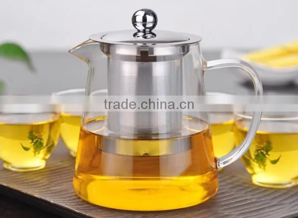 Hand Blown Glass Teapot Stainless Steel Infuser & Glass Lid Teapot Kettle Coffee photo-2