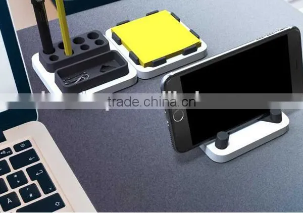 Creative Desktop Storage Three-piece Simple Desk Tool Case Memo Paper Box/phone Dock/pencil Vase photo-2
