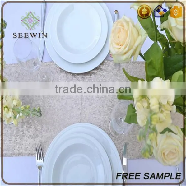 Fashionable Wedding Golden Sequin Yellow Table Runner photo-2