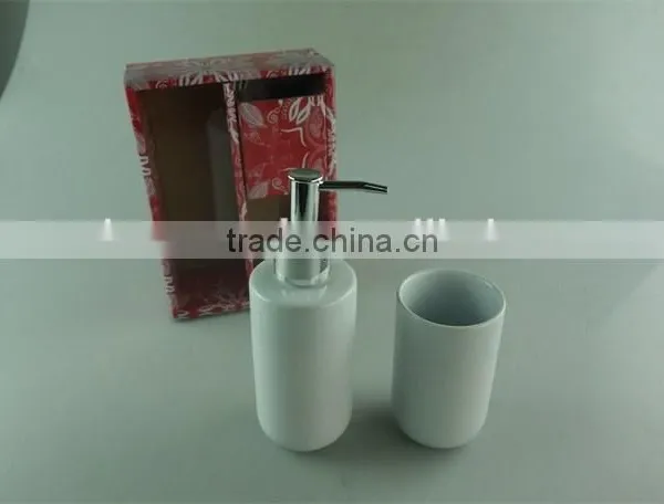 Cheap White Ceramic Bathroom Set/sampoo Jar and Cup Set Wholesale for Hotel Used photo-2