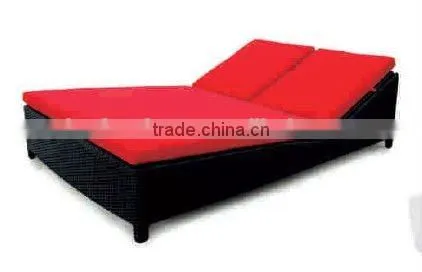 Outdoor Pool Rattan Double Red Sun Lounger Furniture photo-6