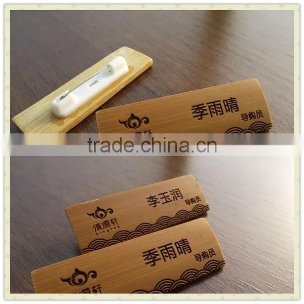 Customized Bamboo Wood Badge Wooden Name Tag Staff Member Engraving High-Grade Name PIN photo-2