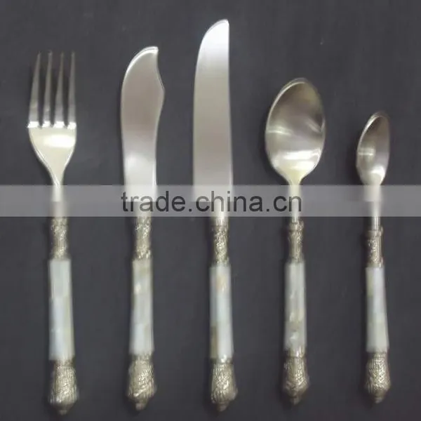 5 Pcs Brass Shell Decoration Cutlery Set, Novelty Cutlery Set, Elegant Cutlery Set, Fancy Cutlery Set, Catering Supplies photo-3