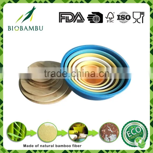 2016 Most Popular Eco Bamboo Fiber 5 Sets Round Salad Bowl photo-2