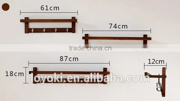 Entryway Wall Shelf With Metal Hooks Eco-friendly Bamboo Coat Rack photo-4