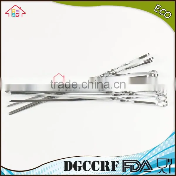NBRSC 10PCS BBQ Barbecue Stainless Steel Grilling Kebab Lamb Flat Skewers Needle 33CM photo-2