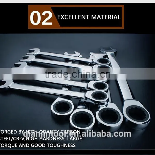 QJT- S12 Useful CR-V Combination Ratchet Wrenches Set Adjustable Ratchet Ring Spanner Set photo-4