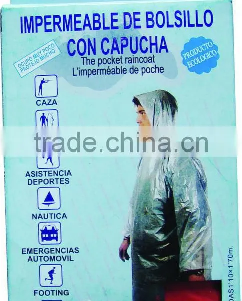 Disposible PE Rain Poncho With Hood & Sleeves,Direct Factory/Manufactory Supply photo-2