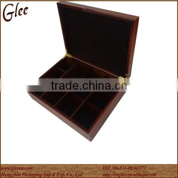 MDF Natural Wooden Tea Tin Box With 12 Compartments photo-2