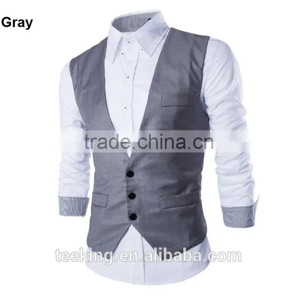 Korean Slim Single-breasted Vest Black Suit Vest Waistcoat photo-3