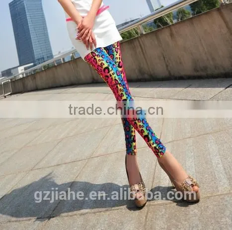 Fashion Summer Autumn Slim Cool Trousers Women Colorful Leopard Print Leggings Lady Sexy Pants Silk Capris Full Length photo-4