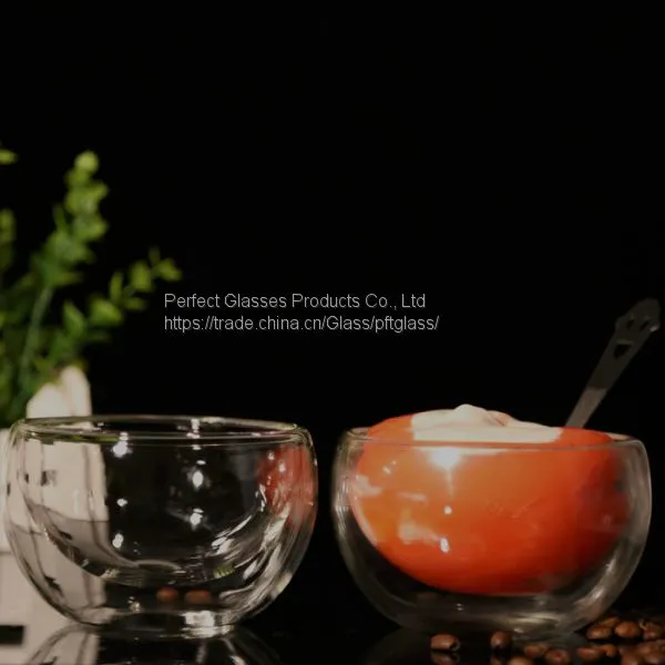Double Wall Glass Ice Ream Bowl Fruit Bowl Handmade Microwave Bowl Wholesale Bowl photo-2